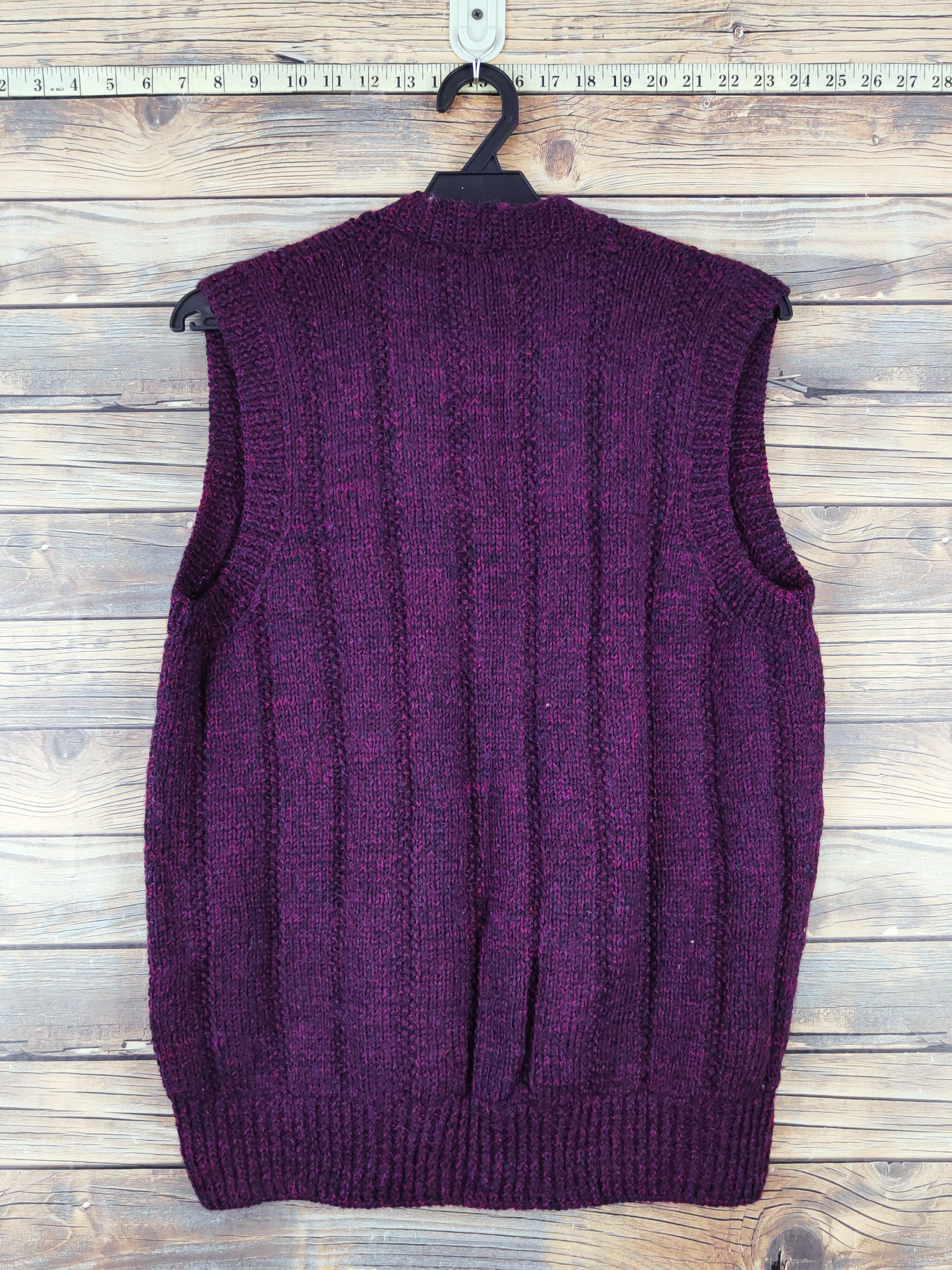 Aran Isles Knitwear × Japanese Brand × Vintage Japanese Brand Dark Purple Knitwear Button Up Vests #W989 Size M / US 6-8 / IT 42-44 - 7 Thumbnail