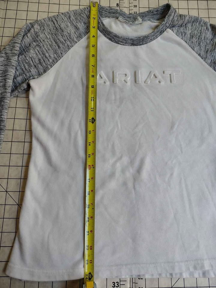 Ariat Women's Long Sleeve Ariat White & Gray Raglan Shirt Size L / US 10 / IT 46 - 4 Thumbnail