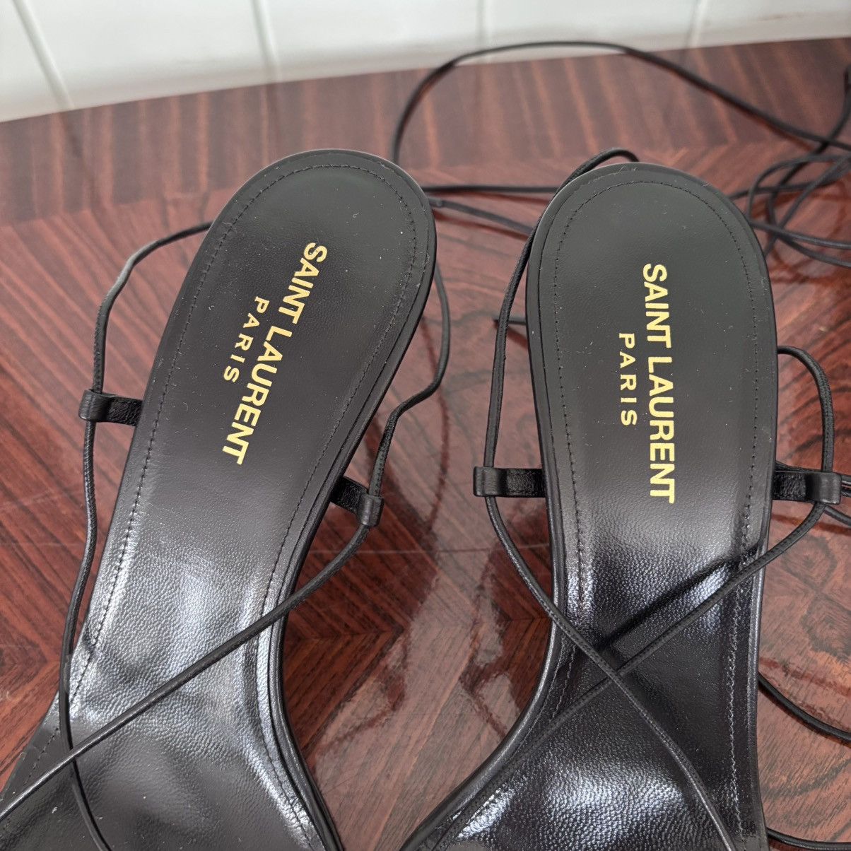 Saint Laurent Paris New SAINT LAURENT Minimalist Black Leather Sandal Heels Size US 11.5 / IT 41.5 - 7 Thumbnail