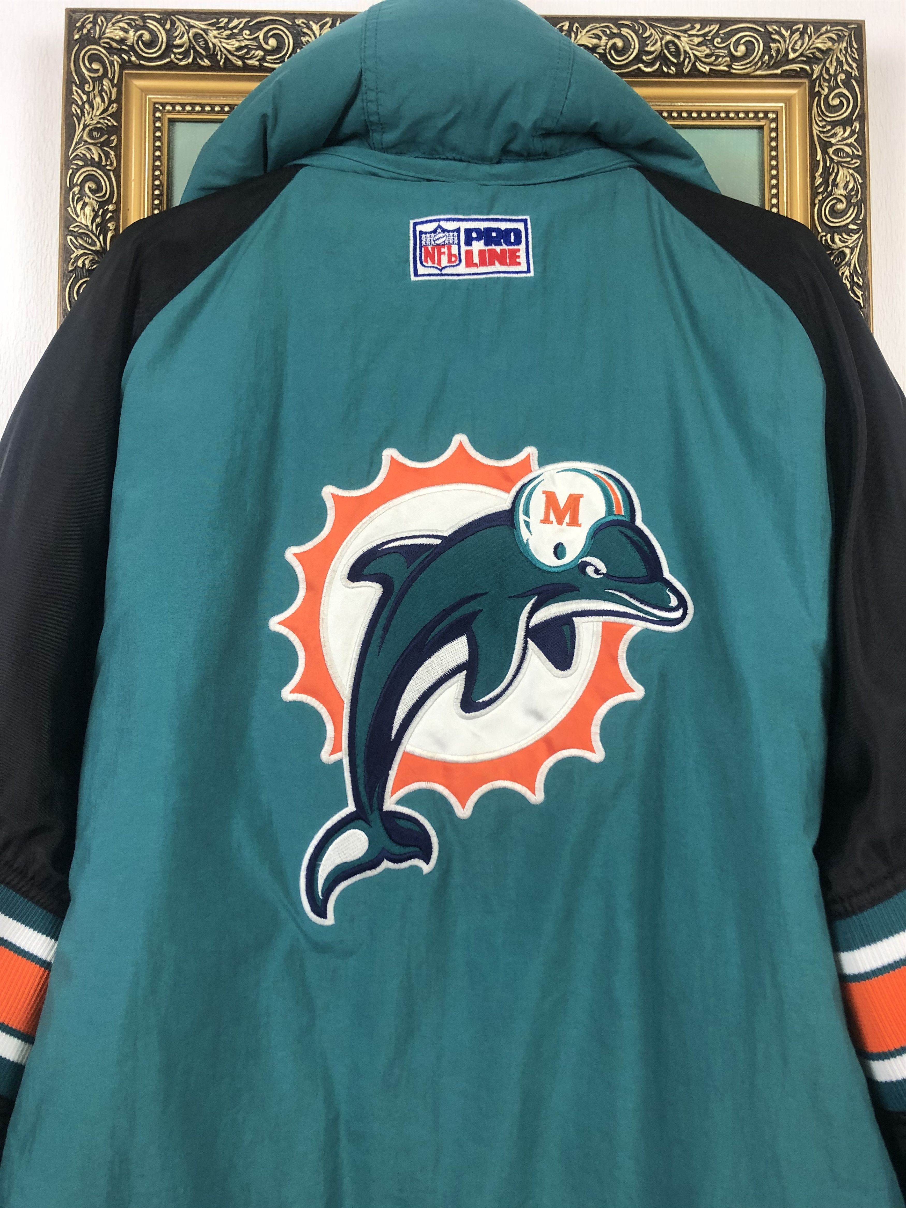 Starter × Vintage Vintage 90s Starter Miami Dolphins Hooded Jacket Bomber Rare Size US XXL / EU 58 / 5 - 21 Thumbnail