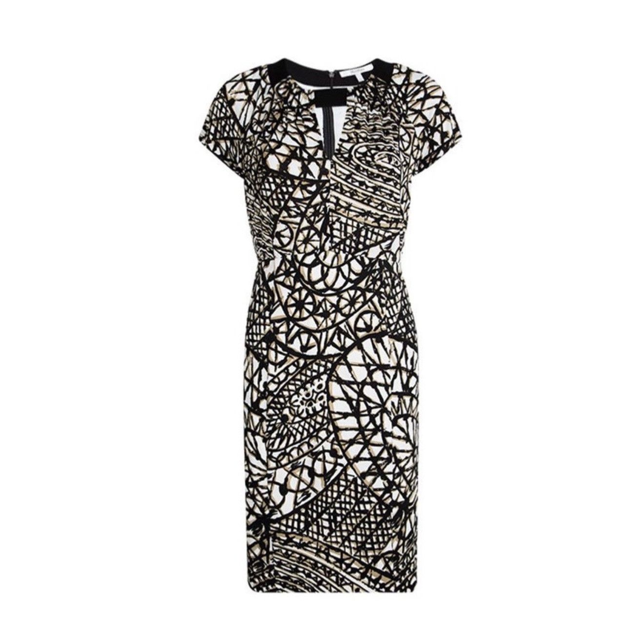 Max Mara $885 New Max Mara 38 US 4 Sheath Dress Jersey Knit Geo Midi Size S / US 4 / IT 40 - 1 Thumbnail