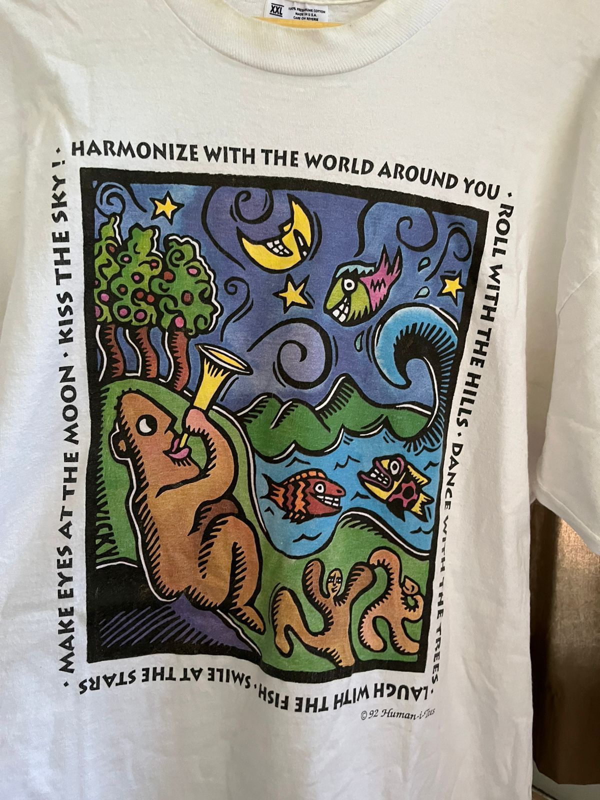 Vintage vintage humanitees 1992 abstract art graphic tee tshirt Size US XXL / EU 58 / 5 - 3 Thumbnail