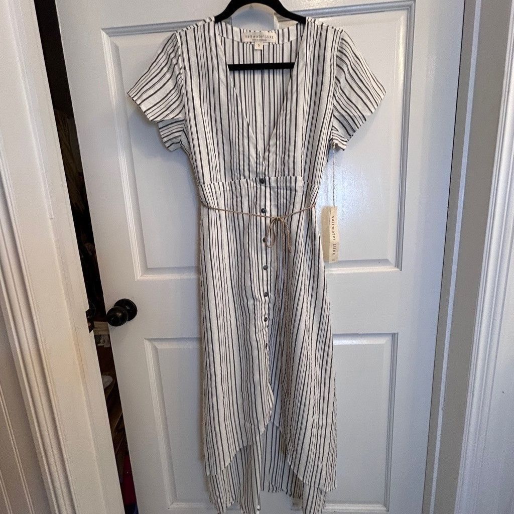Saltwater Luxe Women's Saltwater Luxe Dress, Size S, White & Black Striped Size S / US 4 / IT 40 - 1 Thumbnail