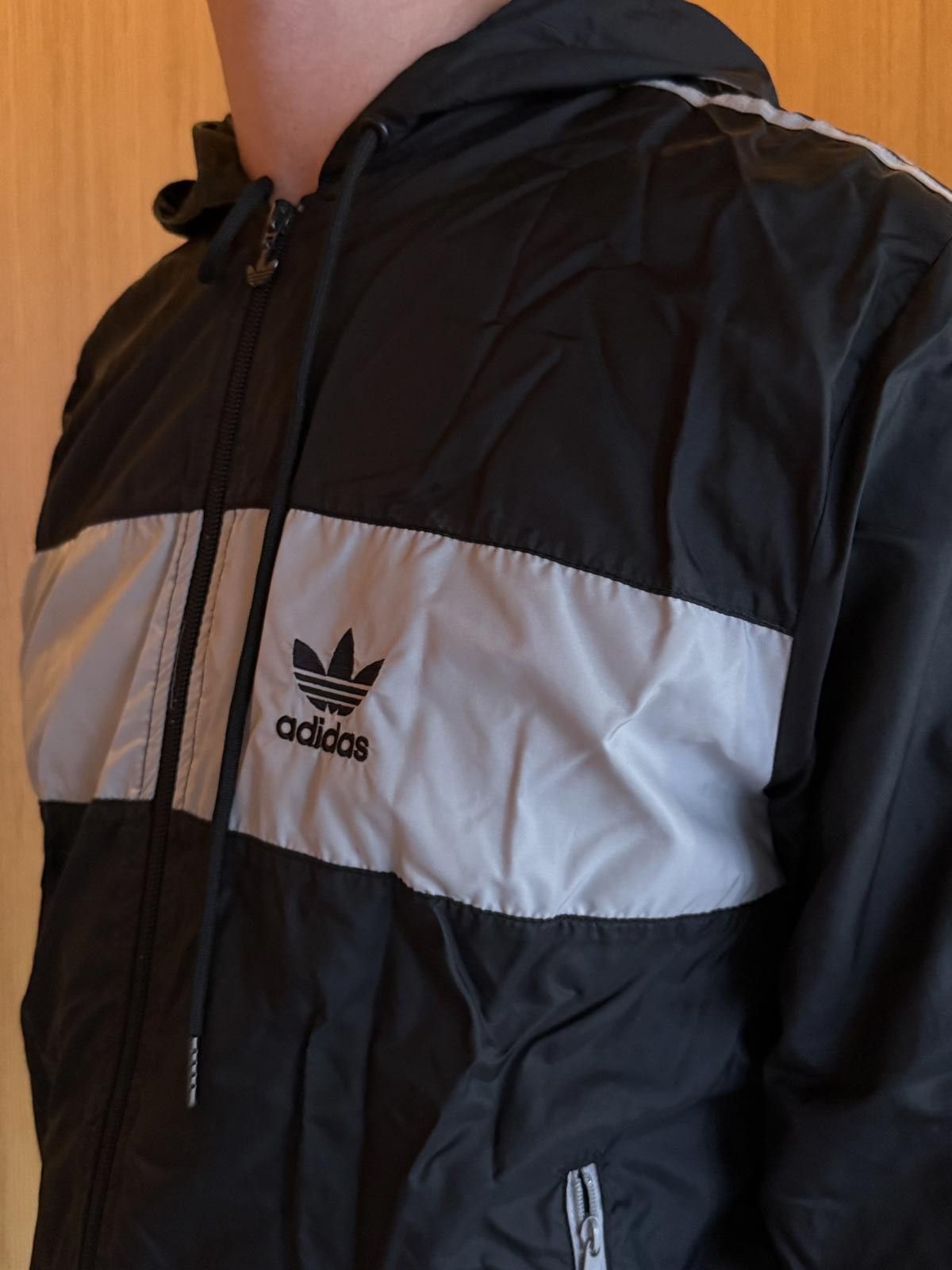 Adidas Adidas Men's Black and Gray Windbreaker Jacket with Hood Size US M / EU 48-50 / 2 - 6 Thumbnail