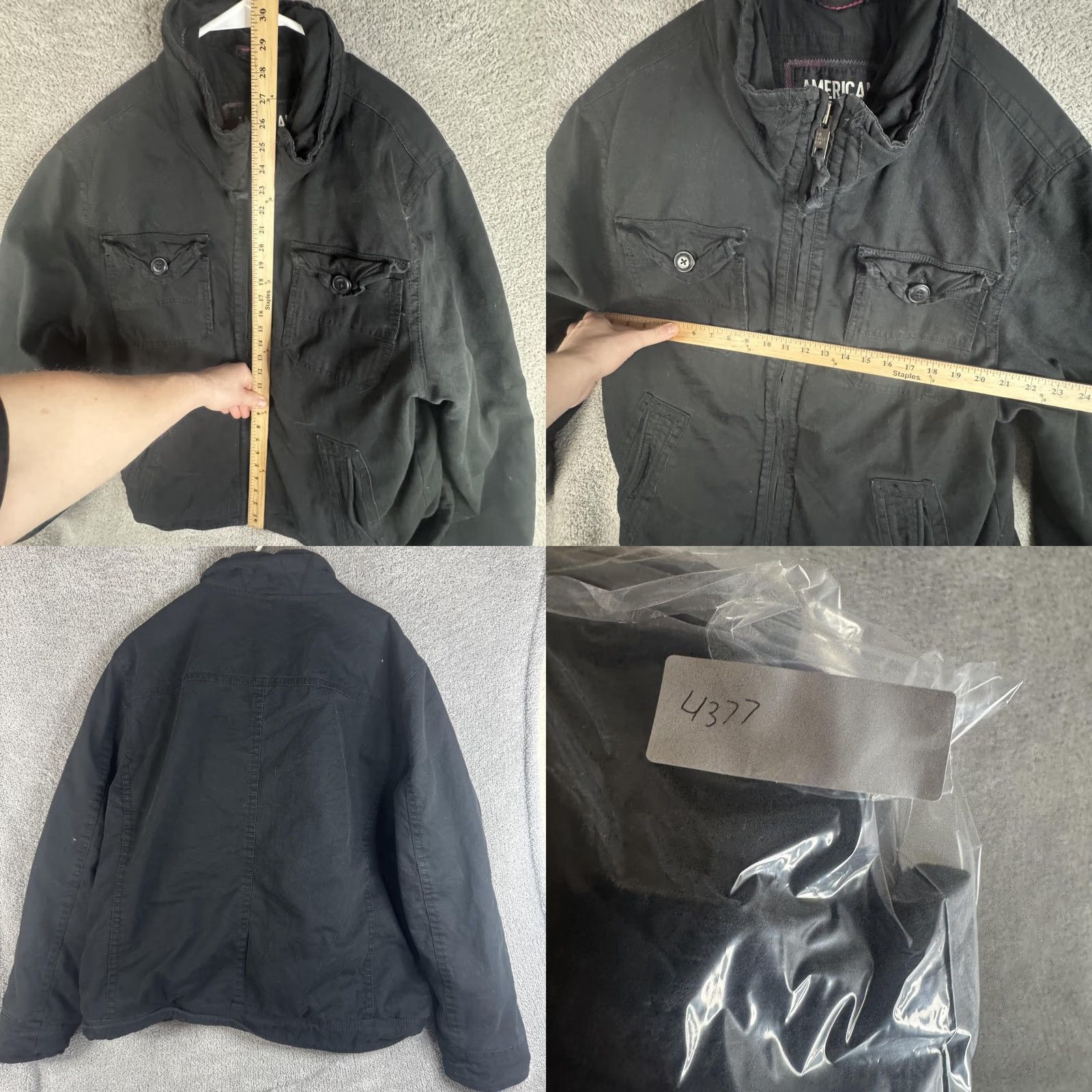 American Eagle Outfitters American Eagle Outfitters Jacket Mens 2XL Black Canvas Military Full Zip Lined Size US XXL / EU 58 / 5 - 9 Thumbnail