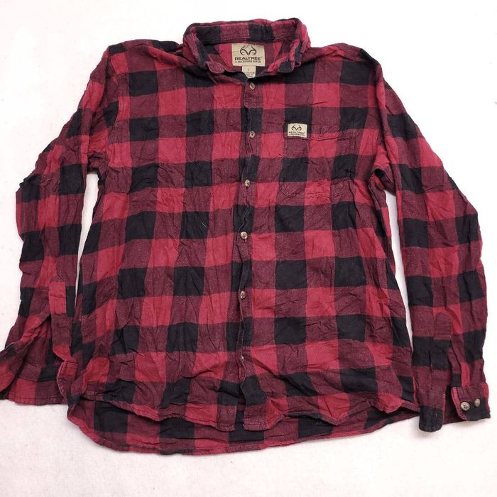 Realtree Realtree Buffalo Check Flannel Shirt Mens Size L Red