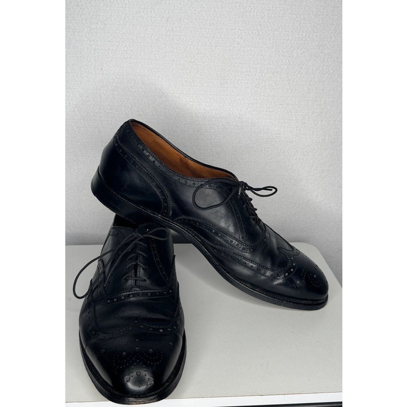 Alden England Black Leather Wingtip Brogue Shoes 12D Vintage Alden Black Cordovan Longwing – Frans Boone Store main image 3