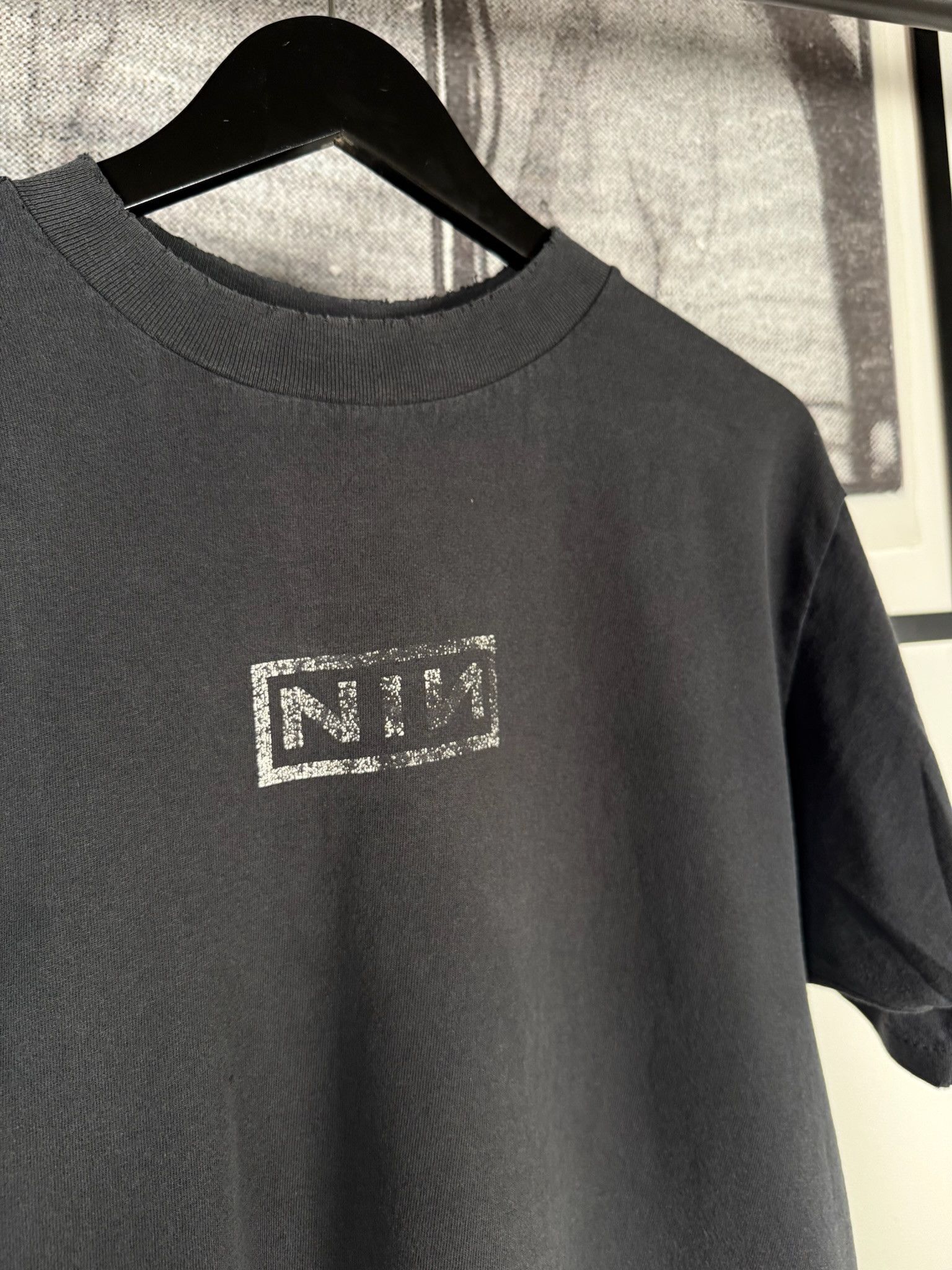 Vintage 🚭VINTAGE 90s🚭THRASHED NINE INCH NAILS “NIN” LOGO SHIRT Size US L / EU 52-54 / 3 - 4 Thumbnail