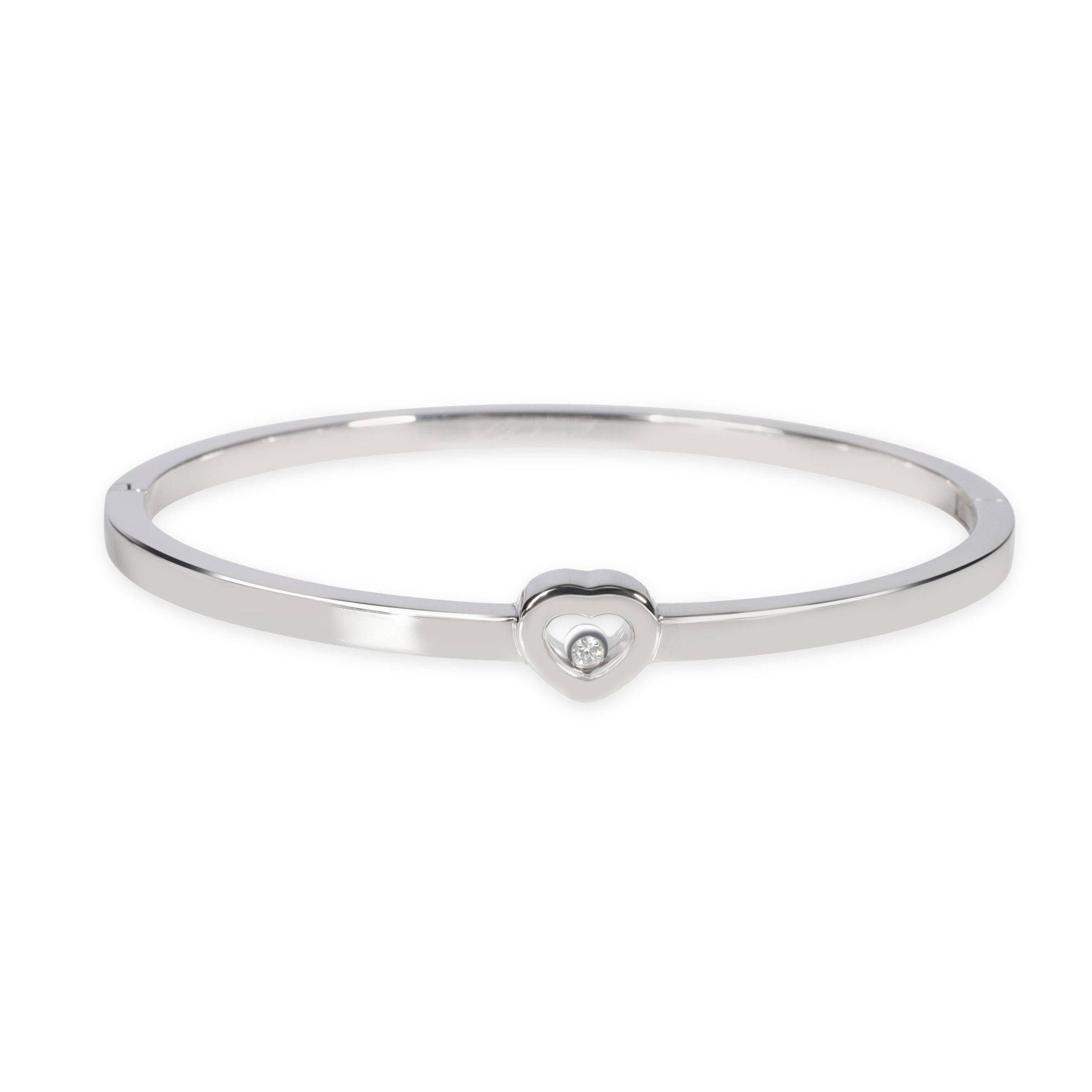 image of Chopard Happy Diamond Bangle In 18K White Gold 0.05 Ctw, Women's