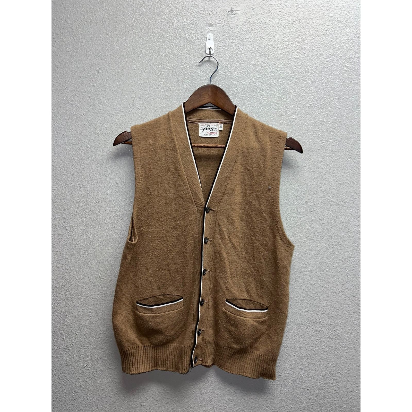 Vintage Vintage Pure Orlon By Campus Sweater Vest Brown VTG 70s 80s Size US M / EU 48-50 / 2 - 1 Thumbnail