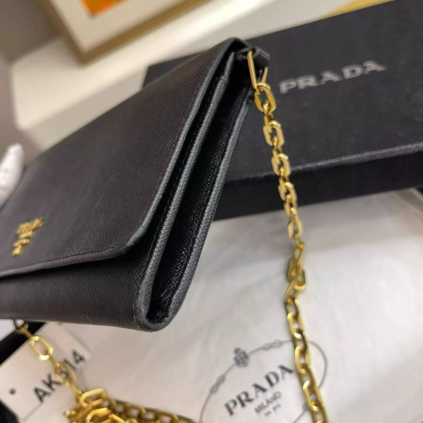 Prada Prada Black Chain WOC Crossbody Calfskin Bag Size ONE SIZE - 4 Thumbnail