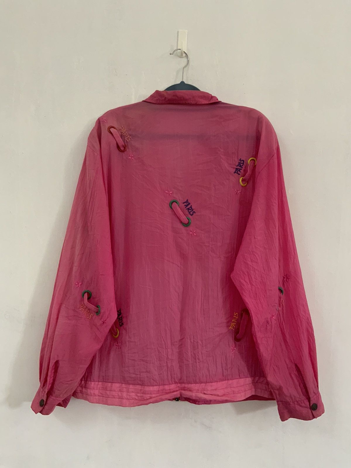 Japanese Brand Vintage Paris Pink Nylon Embroidery Jacket Size US L / EU 52-54 / 3 - 2 Thumbnail