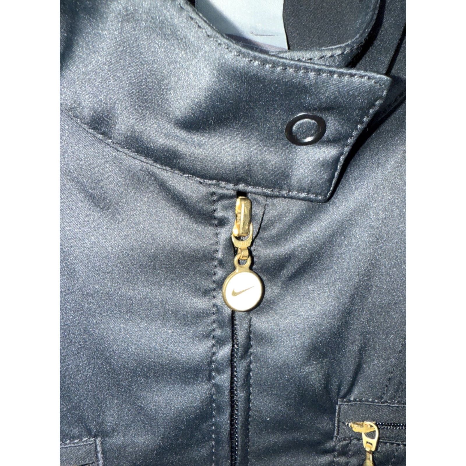 Nike VINTAGE Nike Satin Cafe Style Jacket Black Gold Details Long Sleeve Womens Size M Size M / US 6-8 / IT 42-44 - 3 Thumbnail