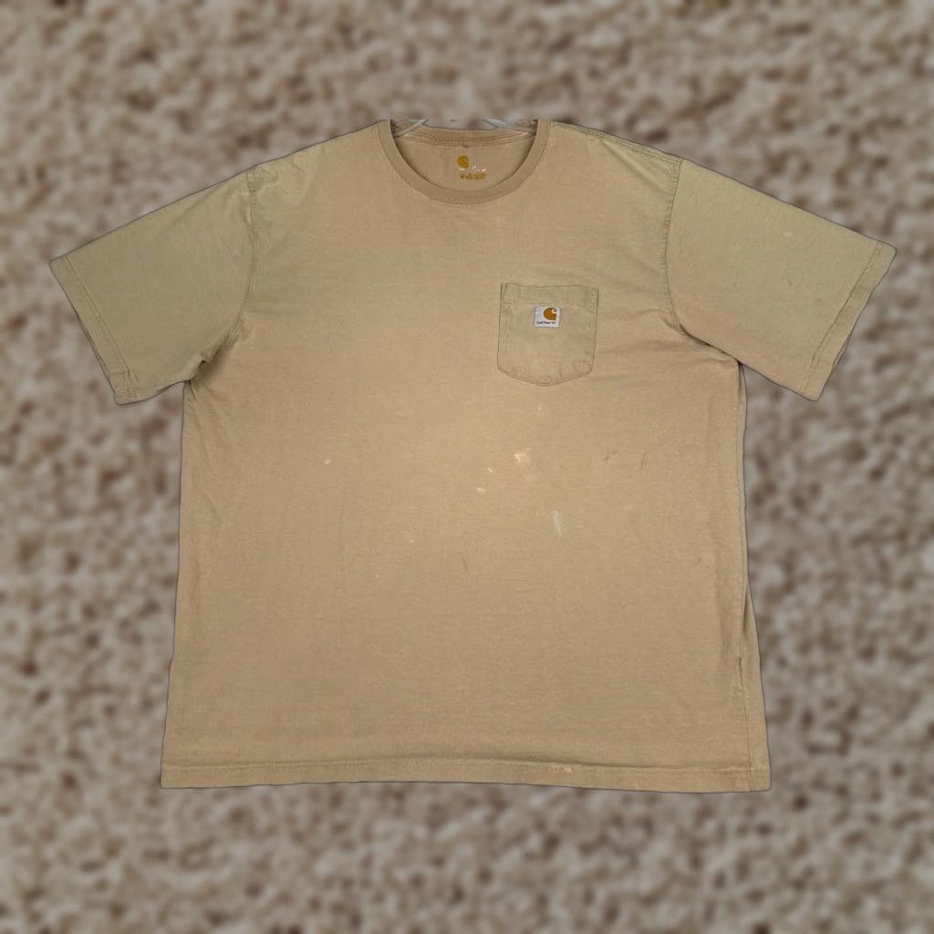 Carhartt Carhartt Shirt Mens 2XL Beige Crew Neck Short Sleeve Pocket Cotton Workwear K87 Size US XXL / EU 58 / 5 - 1 Thumbnail