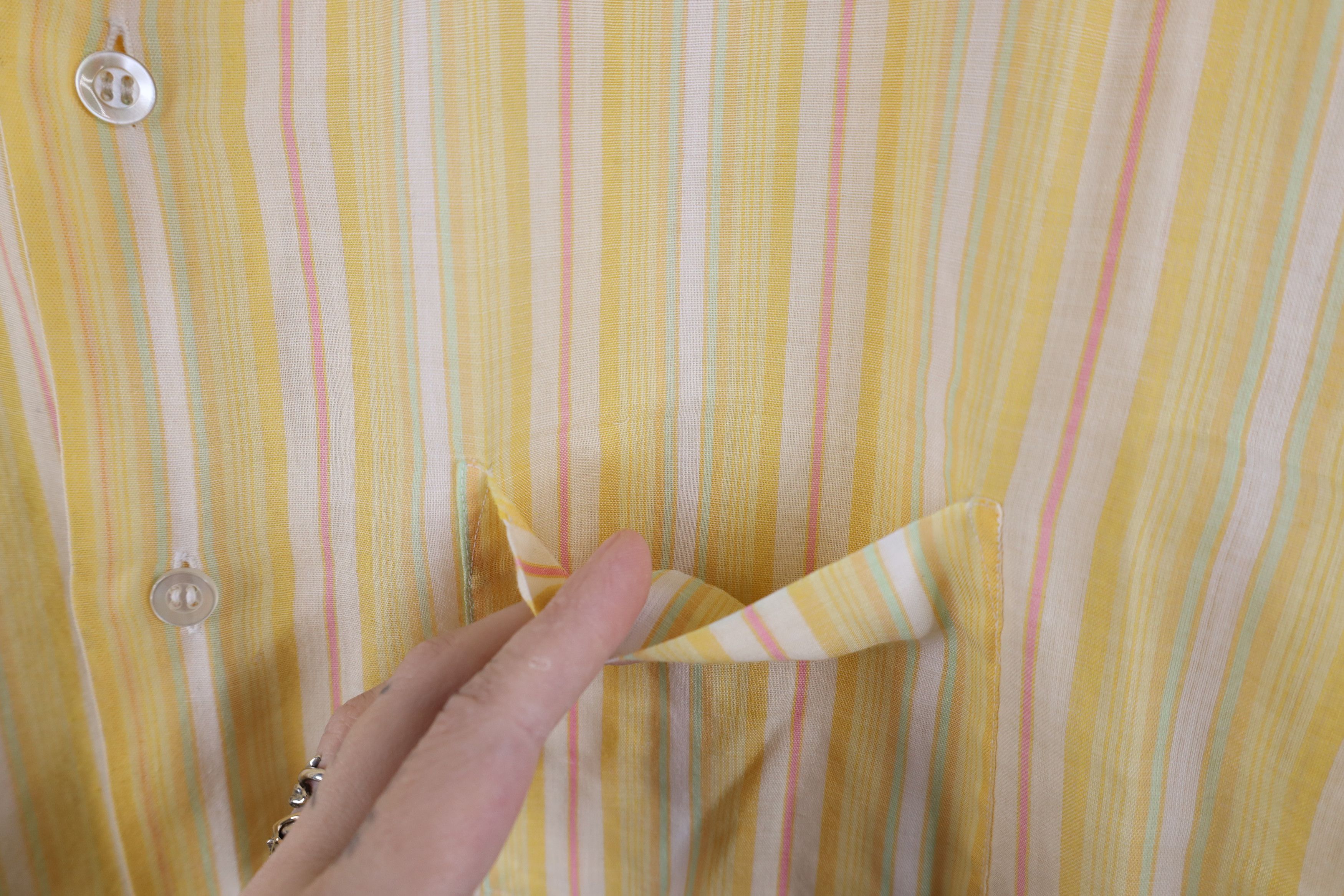 Vintage Vintage 70s Streetwear Sheer Rainbow Striped Button Shirt Size US XL / EU 56 / 4 - 6 Thumbnail