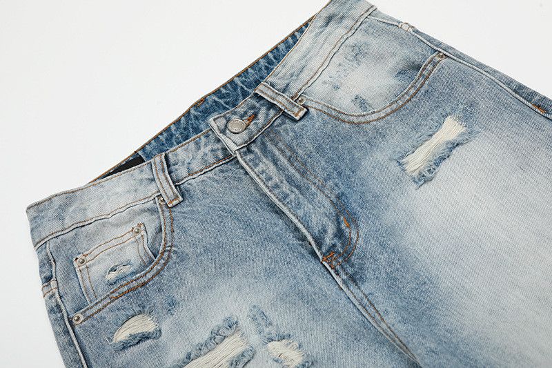 Vintage Men's American Retro Straight-Leg Distressed Washed Jeans Size US 32 / EU 48 - 3 Thumbnail