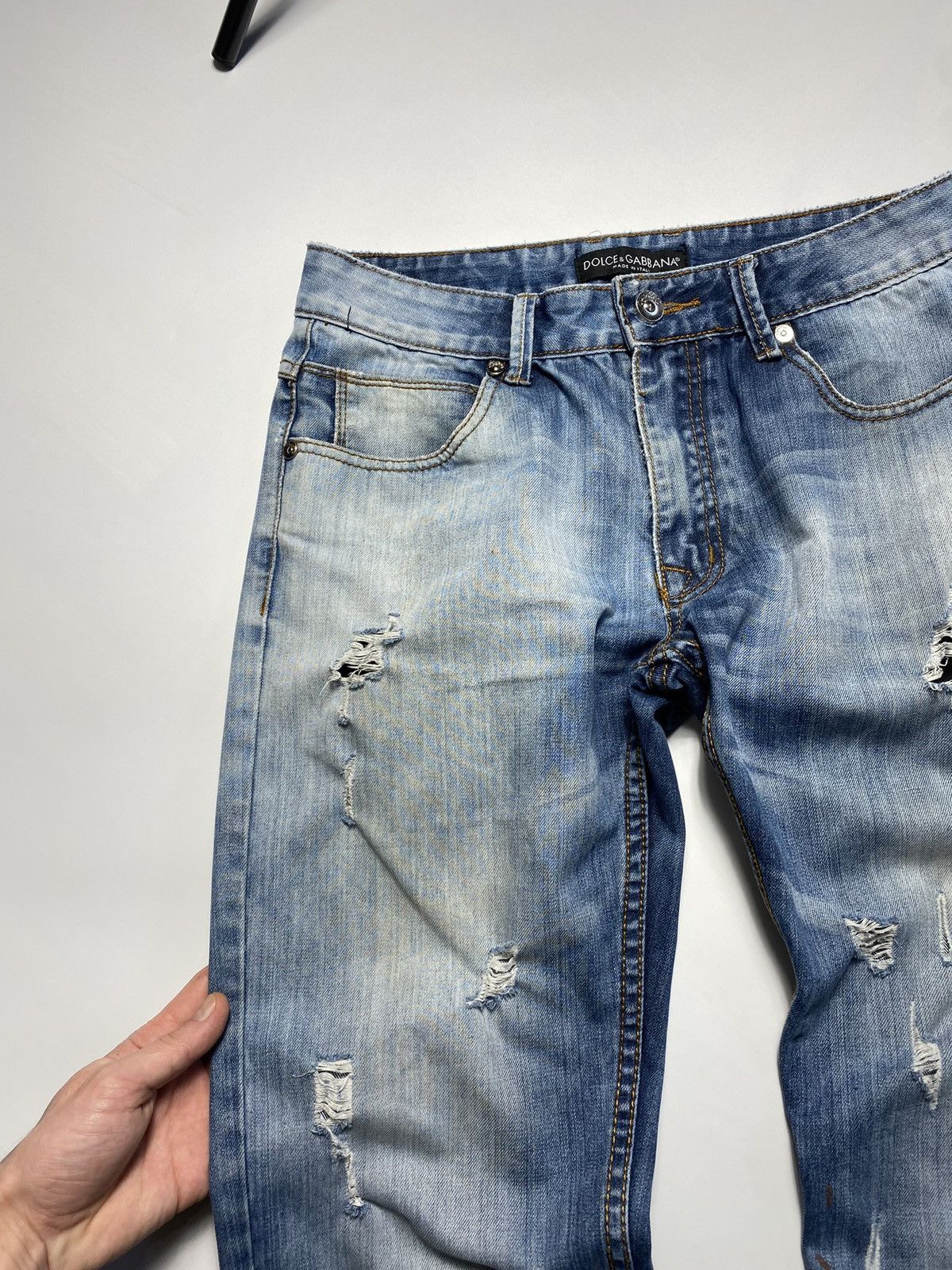Dolce & Gabbana × Vintage Vintage Dolce Gabbana Washed Denim Distressed Y2K Retro 00s Size US 32 / EU 48 - 4 Thumbnail