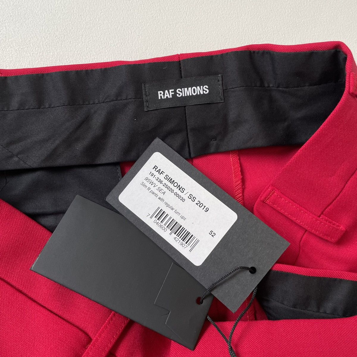 Raf Simons S/S 19 Red Wool Trousers With ‘Double Hem’ Size US 36 / EU 52 - 5 Thumbnail