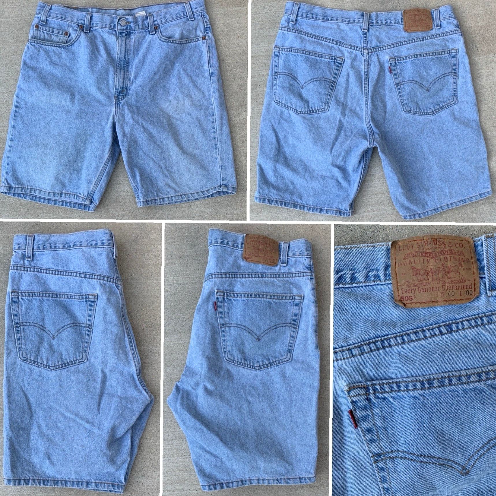 Levi's VINTAGE Levi's 505 Denim Jean Shorts Jorts 90s Made in USA Size 40 Blue Mens 90s Denim, 5-Pocket, Zip, Flat Front, High Rise, Inseam 9.5" Size US 40 / EU 56 - 3 Thumbnail