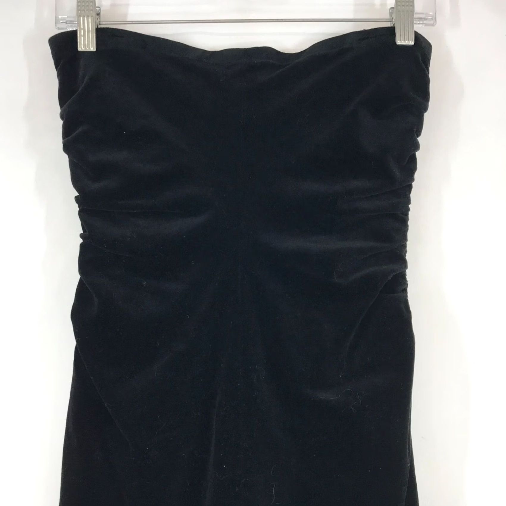 Theory THEORY WOMEN'S DRESS - BLACK VELOUR STRAPLESS 4, SHORT, COTTON BLEND, PRE-OWNED GOOD Size S / US 4 / IT 40 - 2 Thumbnail