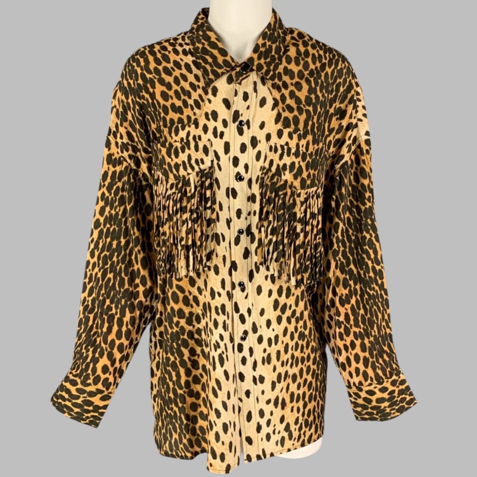 R13 Western Fringe Tan Brown Cotton Animal Print Oversized Shirt Size XS / US 0-2 / IT 36-38 - 1 Thumbnail