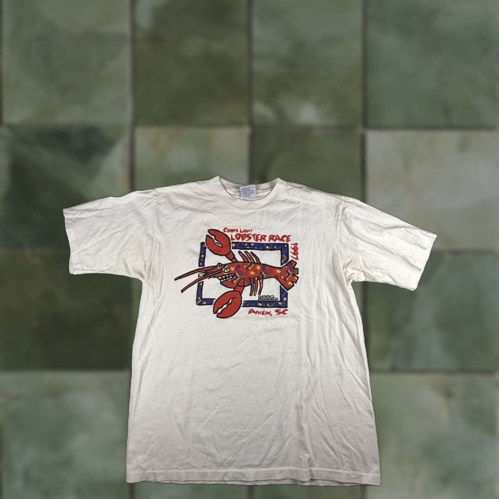 Vintage VINTAGE Coors Light Lobster Race South Carolina Shirt T-Shirt Large L White Mens Size US L / EU 52-54 / 3 - 1 Thumbnail