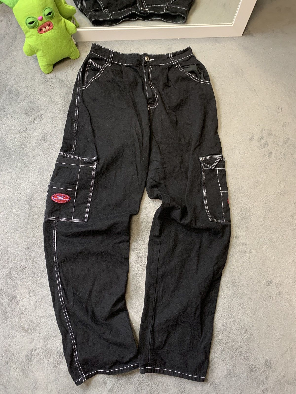 Japanese Brand × Vintage Vintage Japanese Wake Jeans Rep Skater Black Pants Size US 32 / EU 48 - 1 Thumbnail