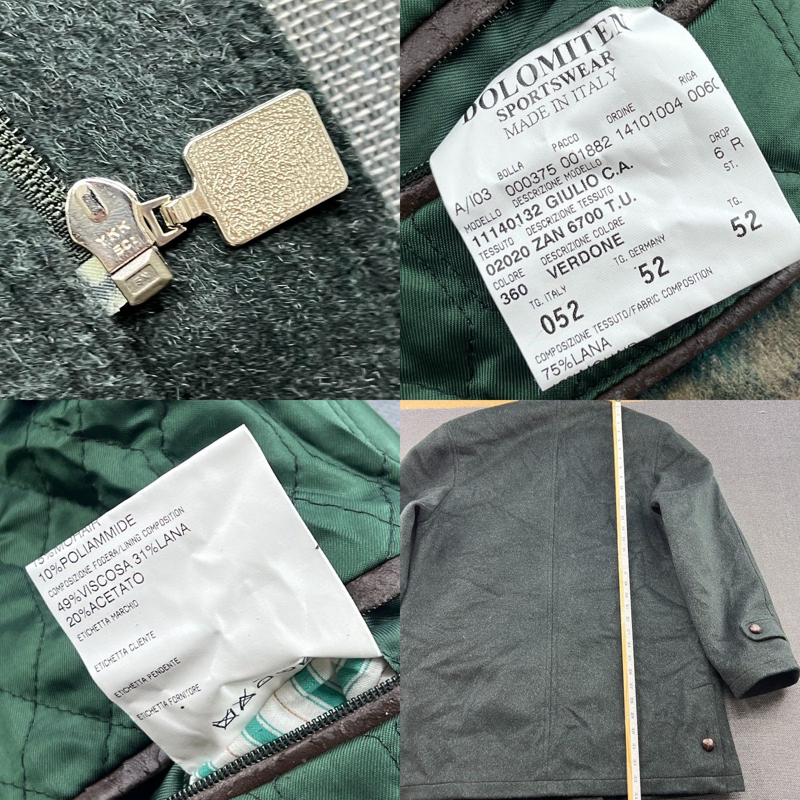 Vintage Dolomiten Sportswear Coat Mens Trench Coat Wool Lined Loden Green 52 Regular Wool Mohair Size US L / EU 52-54 / 3 - 8 Thumbnail