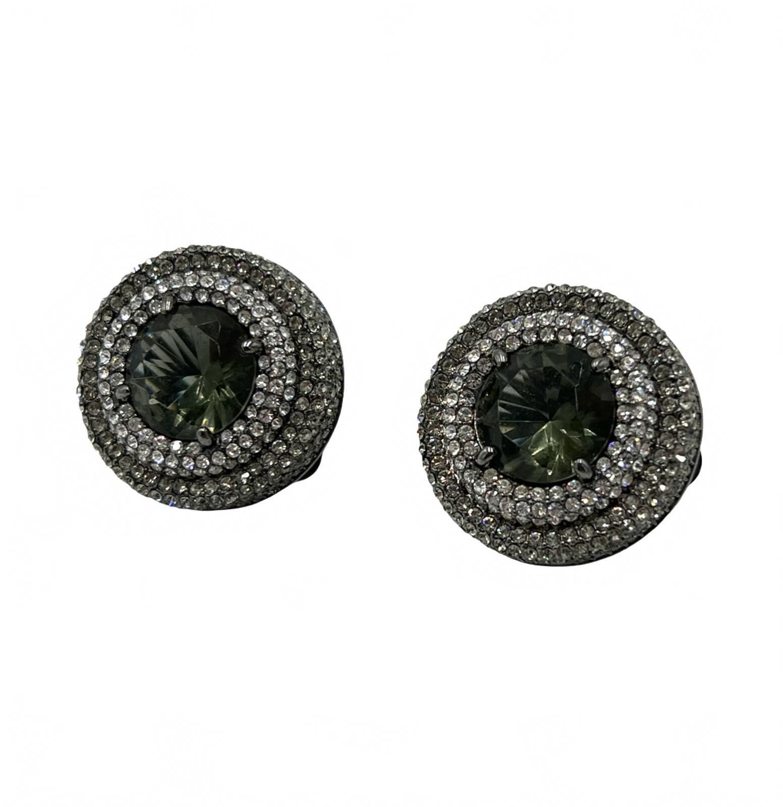 Other Joan Boyce Smoke & White Rhinestone Round Clip-On Earrings Size ONE SIZE - 1 Thumbnail