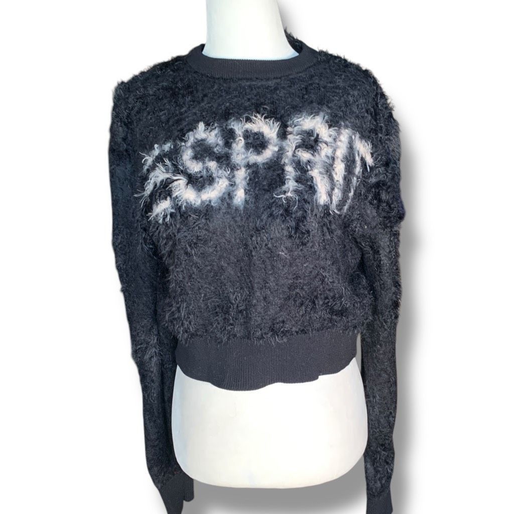 Opening Ceremony Esprit x Opening Ceremony Sweater Black Fuzzy Logo Cropped C Size S / US 4 / IT 40 - 2 Thumbnail