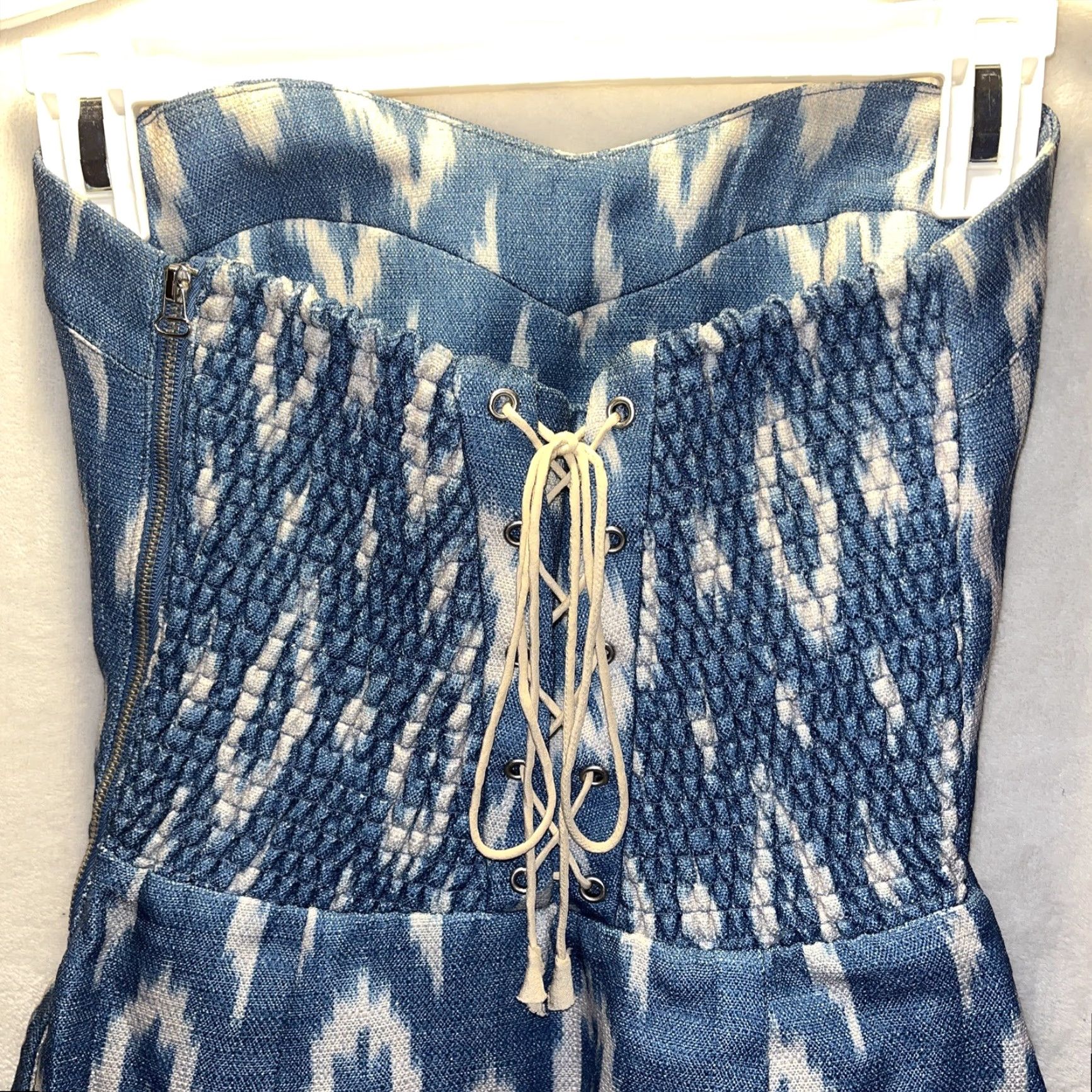 Dolce Vita Dolce Vita Women’s Strapless XS Light Blue South West Print Dress W/ Lace Up Back Size XS / US 0-2 / IT 36-38 - 5 Thumbnail