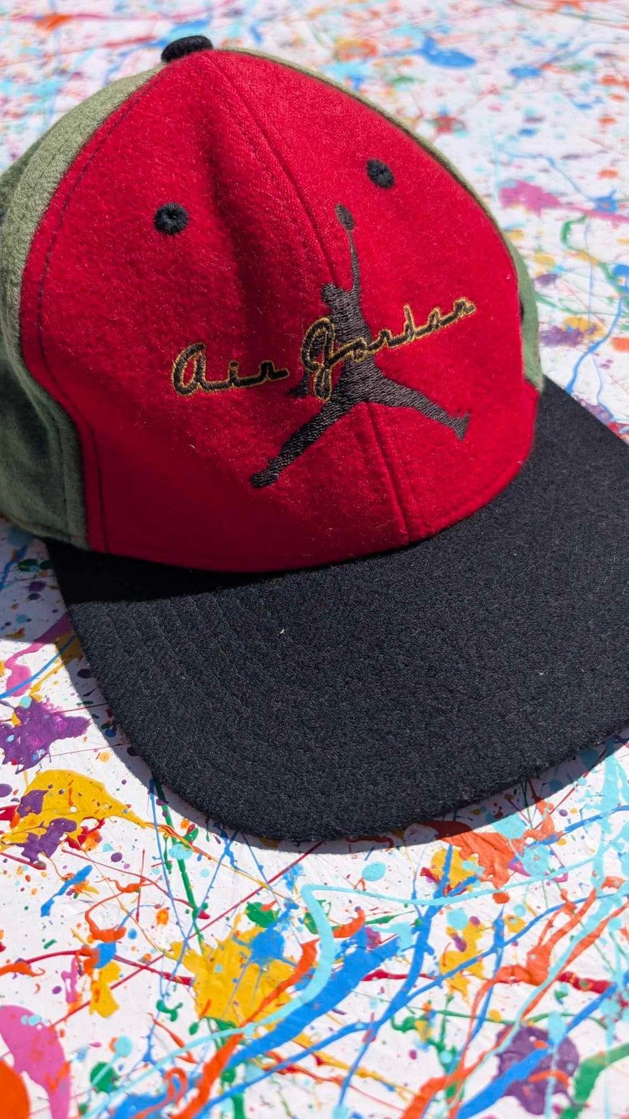Jordan Brand Vintage Nike air Jordan cap 90s black red green OS fleece Size ONE SIZE - 3 Thumbnail