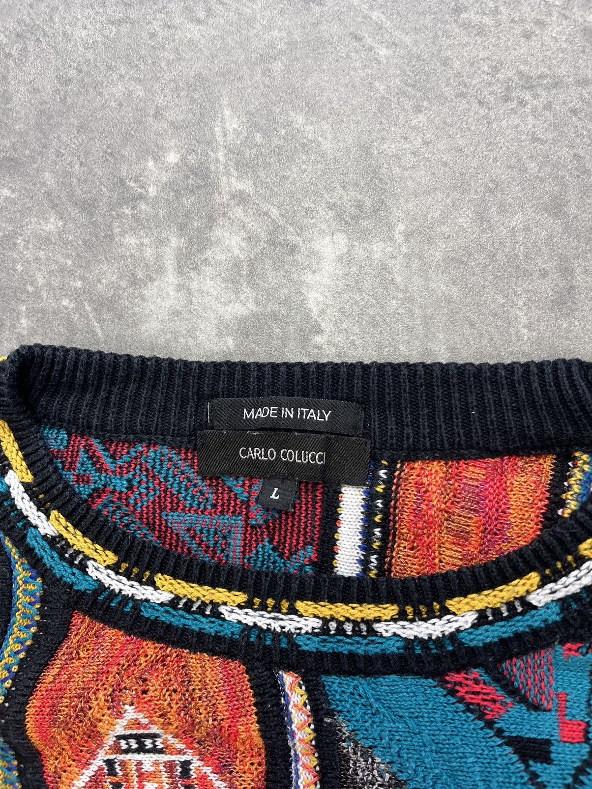 Carlo Colucci Carlo Colucci Jacquard Logo Coloured Cable Knit Sweater 3D L Size US L / EU 52-54 / 3 - 8 Thumbnail