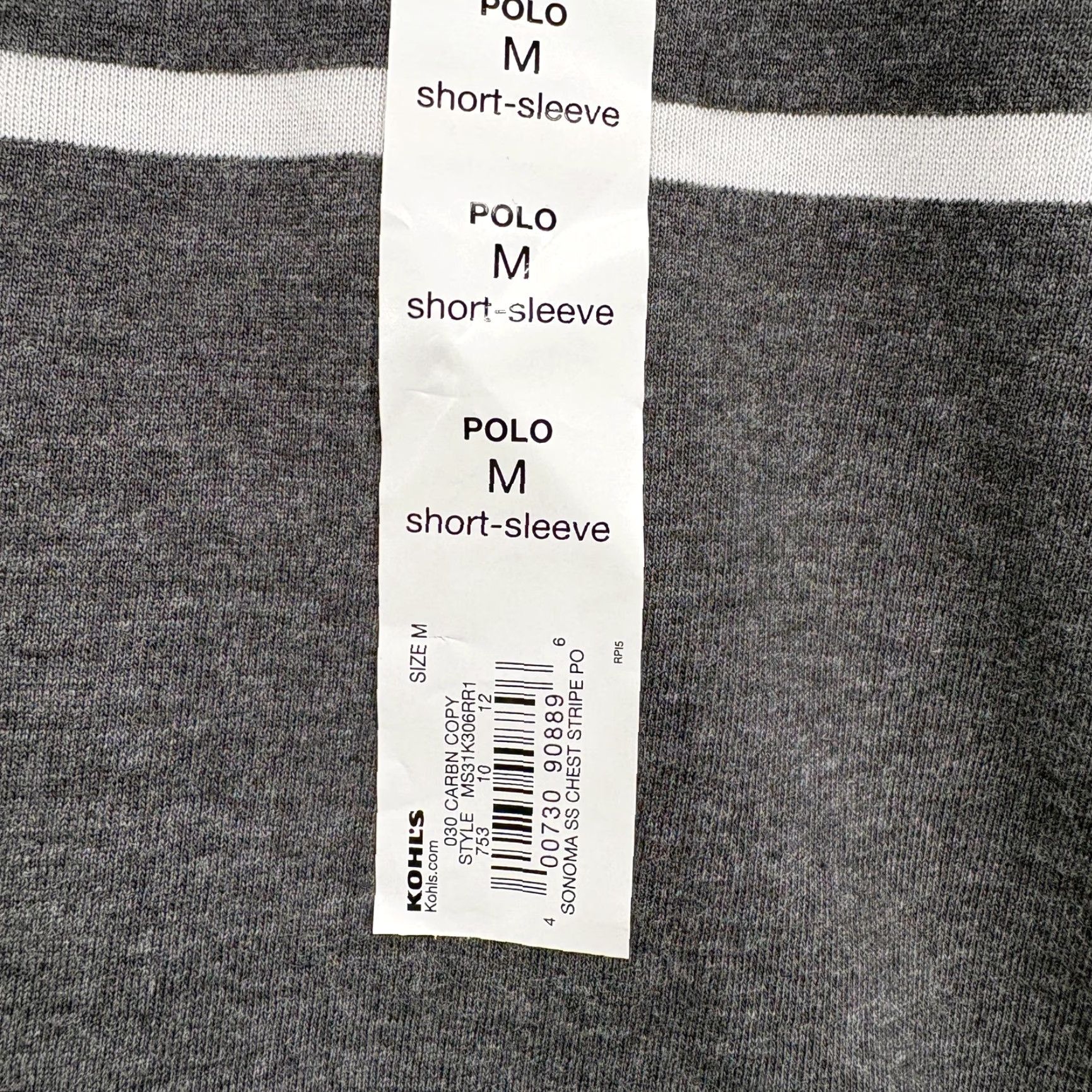 Vintage Sonoma Polo Shirt Mens M Gray Stripe The Everyday Polo Stretch Casual NWT Size US M / EU 48-50 / 2 - 5 Thumbnail