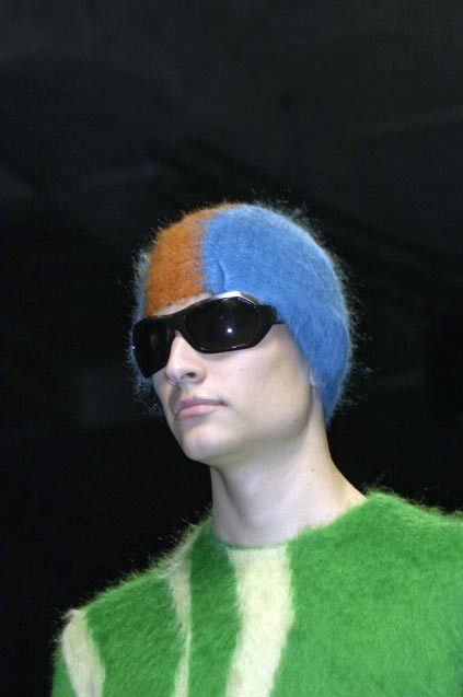 Prada FW 2007 Green Mohair Wave Knit Beanie Hat Size ONE SIZE - 12 Thumbnail