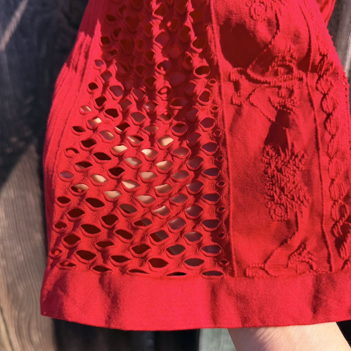 Other F&F Red Jacquard Ribbed Bodycon Tank Cutout Sides One Size Size ONE SIZE - 14 Thumbnail