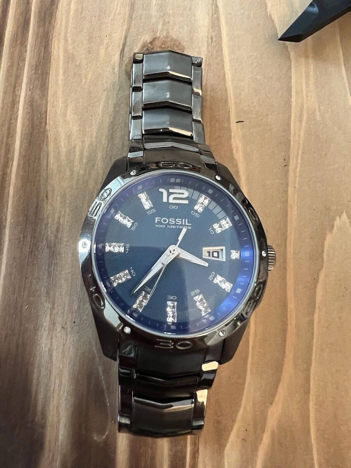 Fossil Fossil Blue Am-4117 Dark Gray Stainless Steel New Battery Size ONE SIZE - 2 Thumbnail