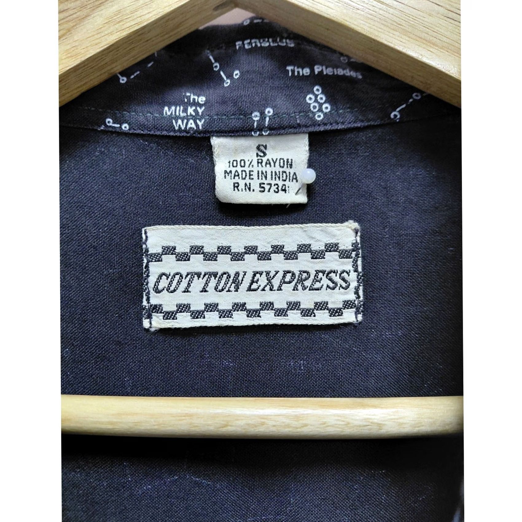 Express Cotton Express Black Constellation Print Shirt Rayon Size S Graphic Print Size US S / EU 44-46 / 1 - 4 Thumbnail