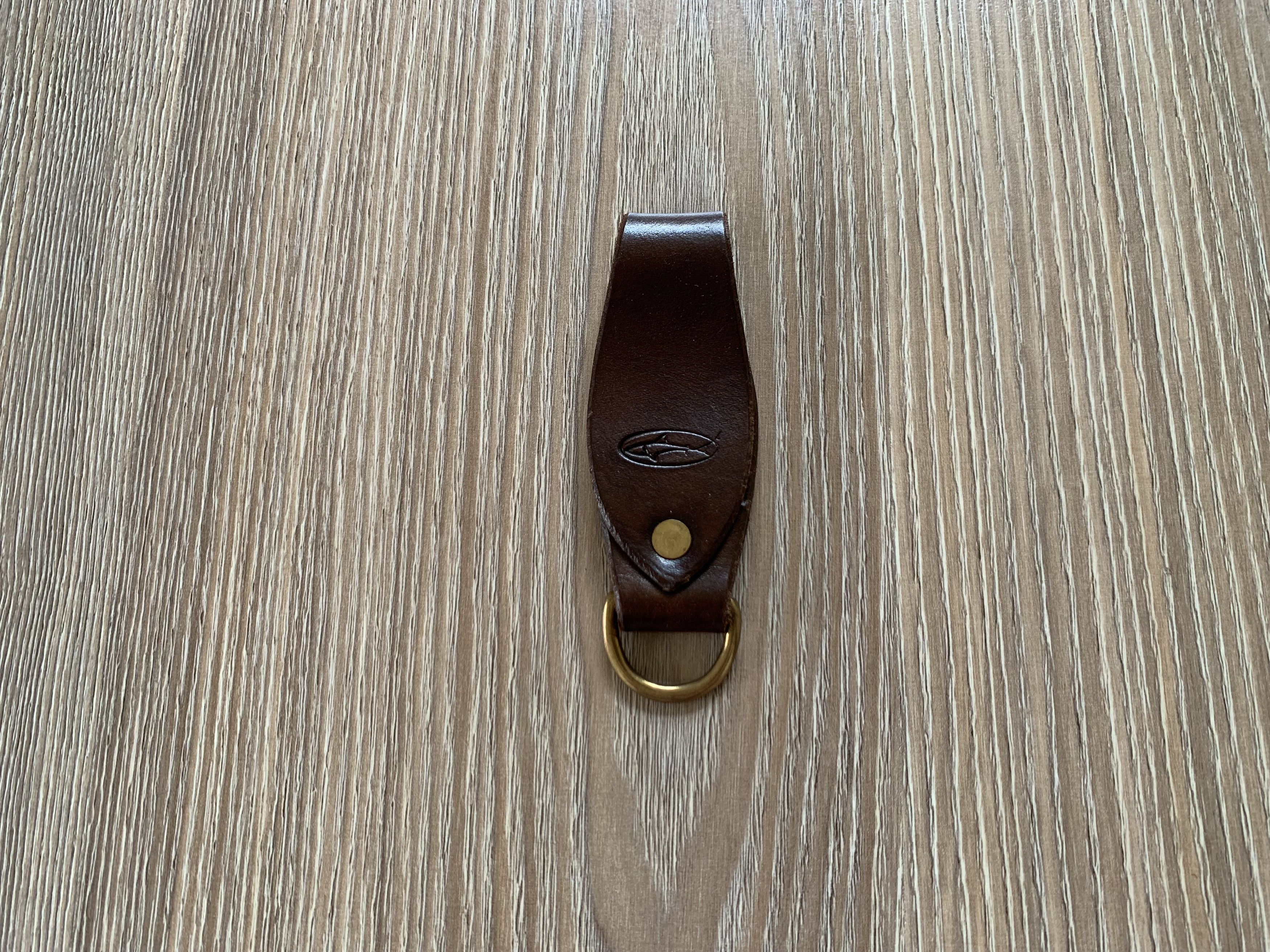 Handmade Brown Leather Keychain With Embossing Size ONE SIZE - 1 Thumbnail