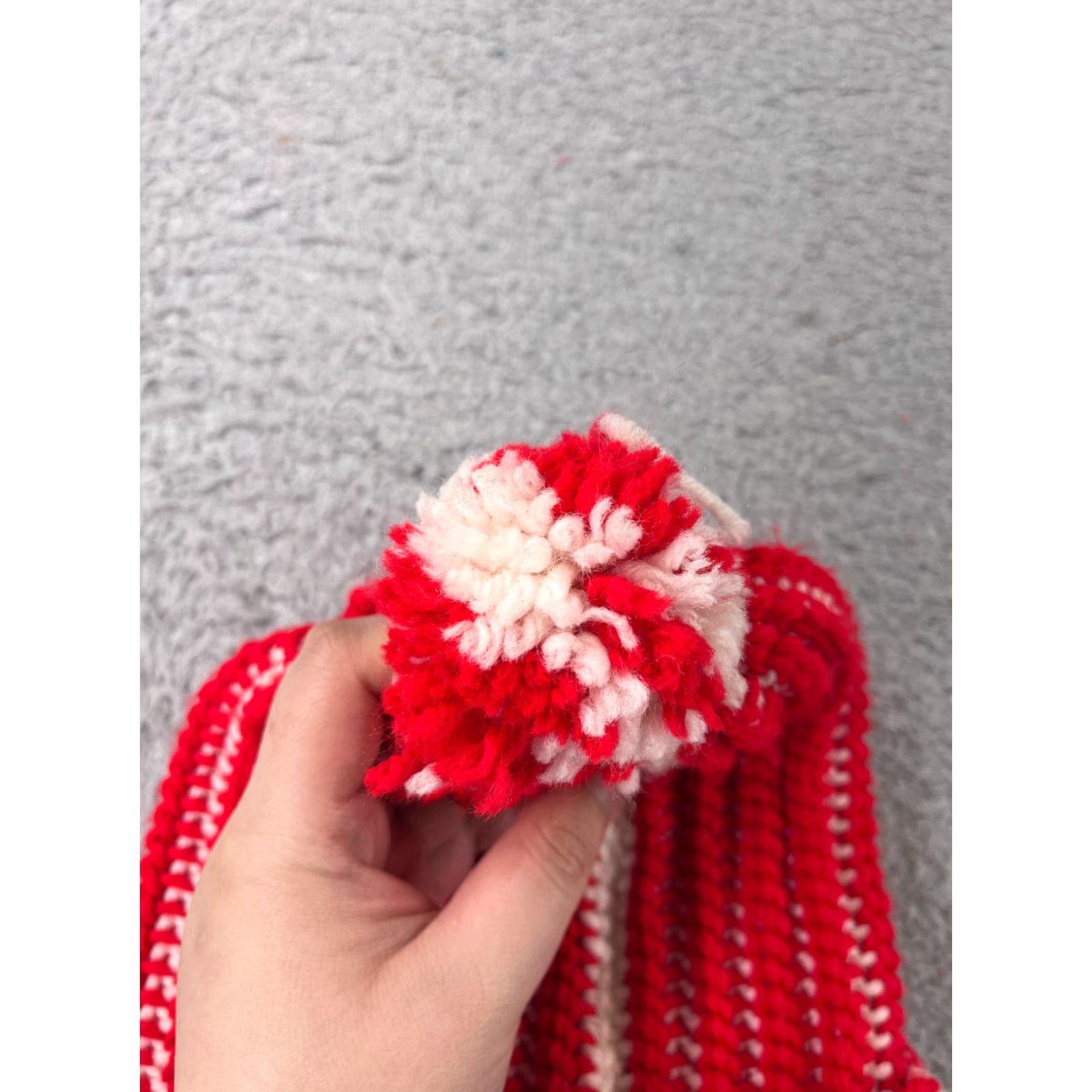 Vintage Beanie Toque Adult One Size Red Double Knit Acrylic Snow Ski Pom Beanie Unisex Adults Winter Holiday Hats Mens Womens Size ONE SIZE - 3 Thumbnail