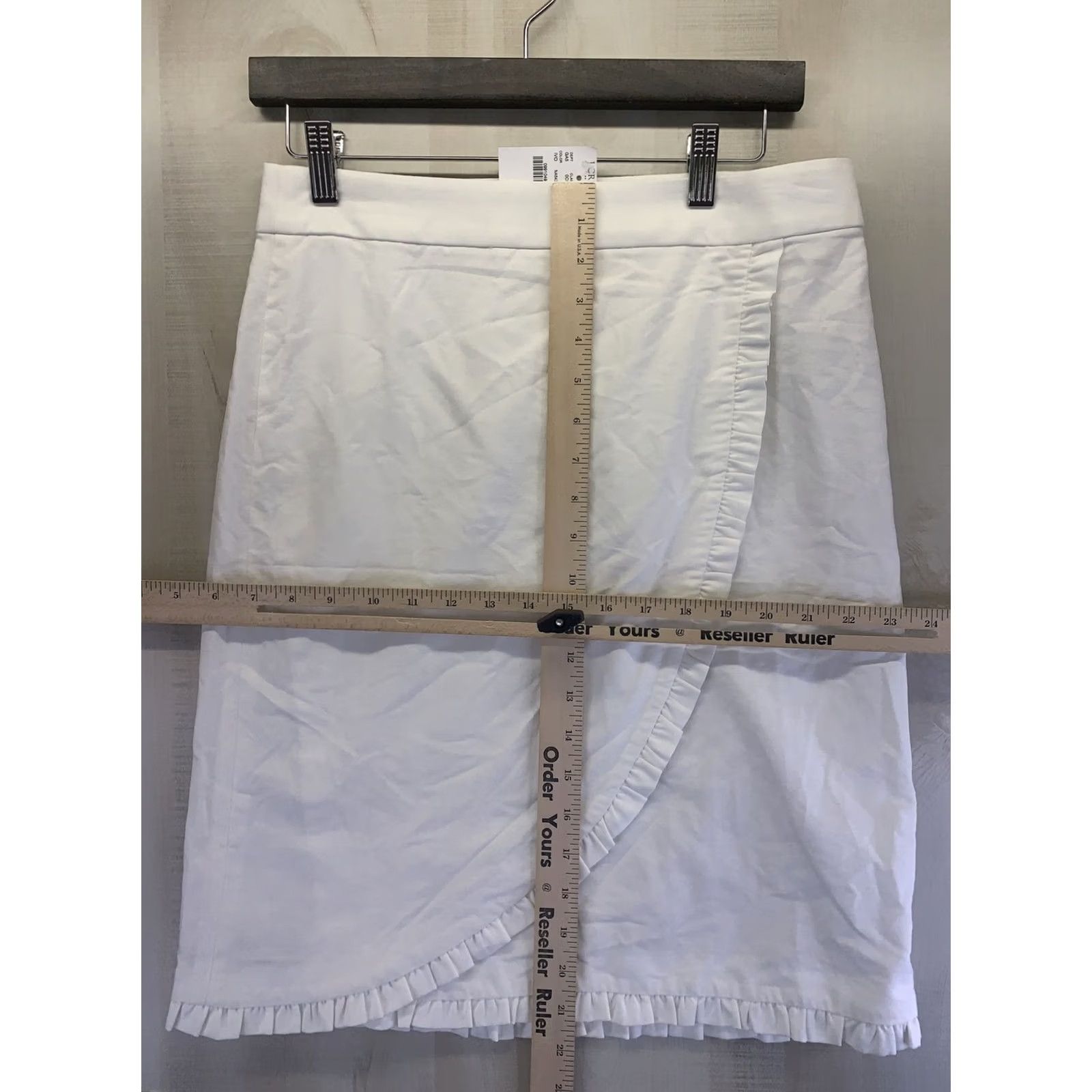 J.Crew J.CREW Womens Skirt Knee Length White Ruffle Slit Front Straight NWT-6316 Size 4 NWT Womens Skirt Size 27" / US 4 / IT 40 - 3 Thumbnail