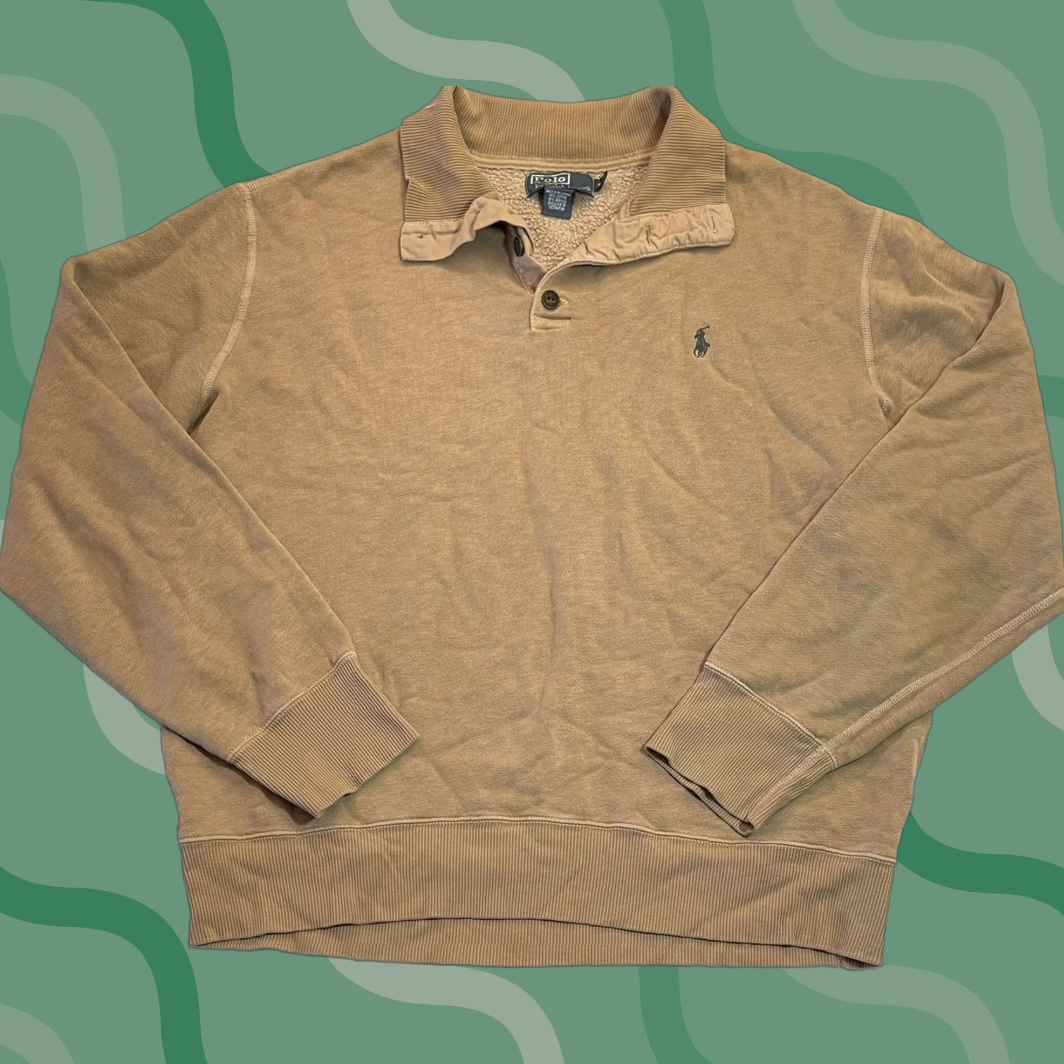Polo Ralph Lauren VINTAGE Polo Ralph Lauren Sweater Adult XL Brown 1/4 Button Pullover Knit Long Sleeve Pony Logo 90s Mens Size US XL / EU 56 / 4 - 1 Thumbnail
