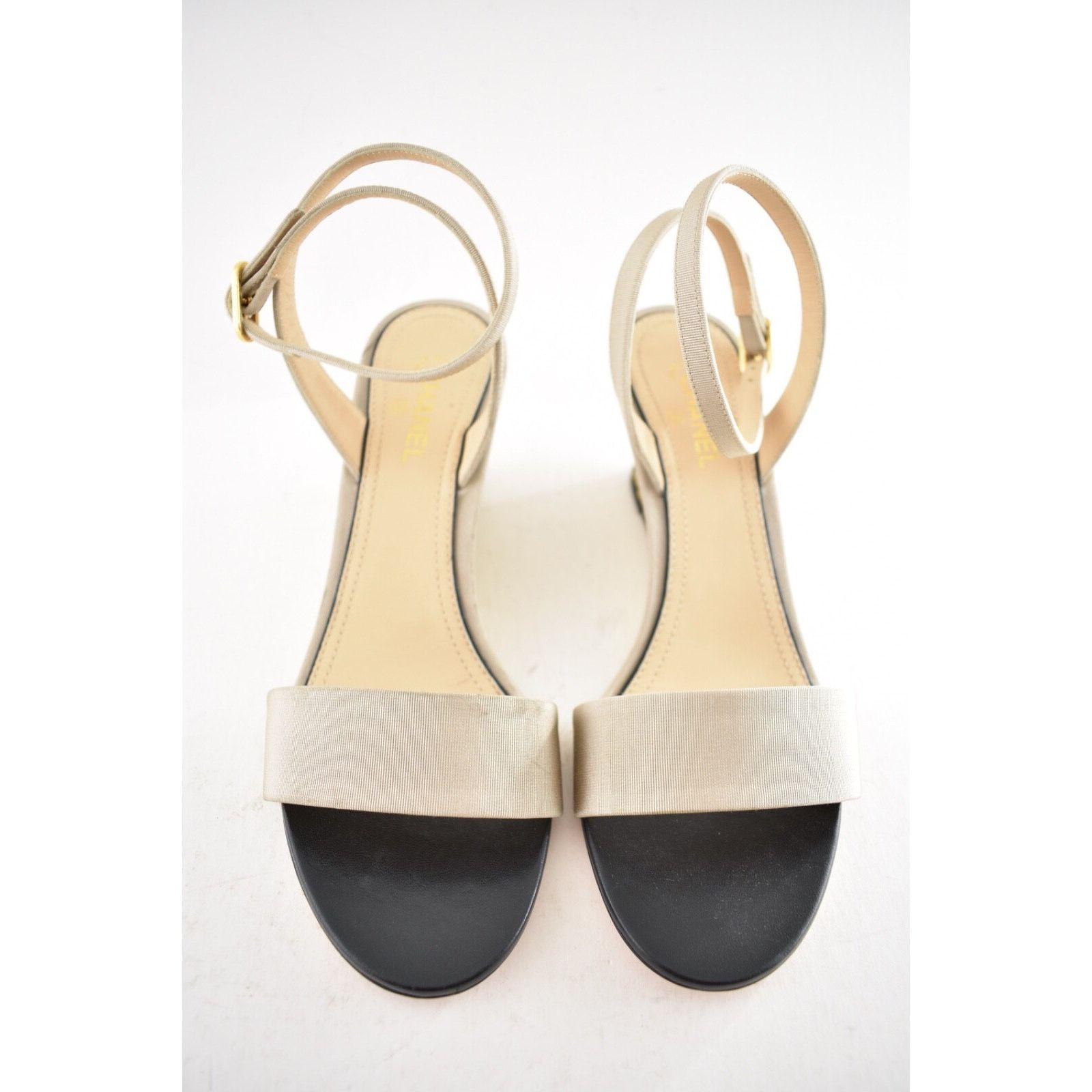 Chanel 17PGrosgrain Pearl CC Ankle Strap Sandals Wedge Heel Pump 37 Size US 7 / IT 37 - 8 Thumbnail