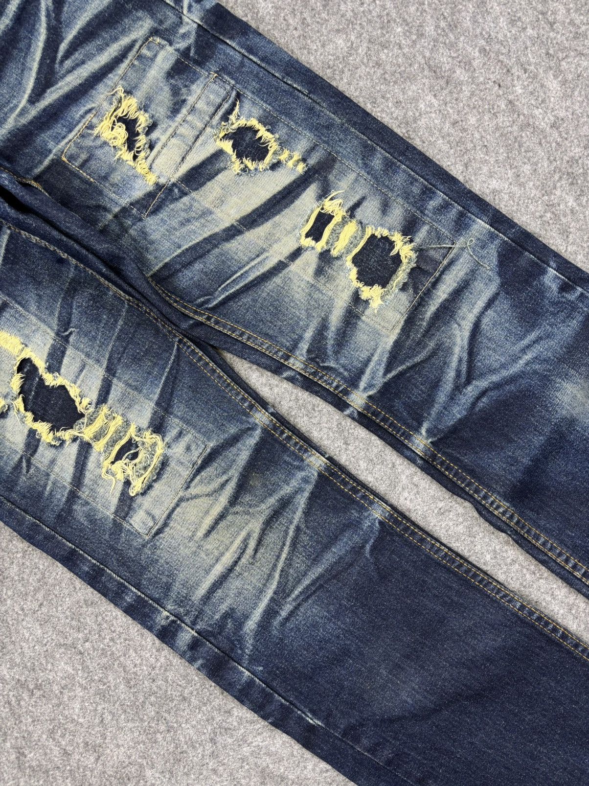 Designer Insane🔥DIVINER Slash Fades Patchwork Distressed Denim F720 Size US 30 / EU 46 - 10 Thumbnail
