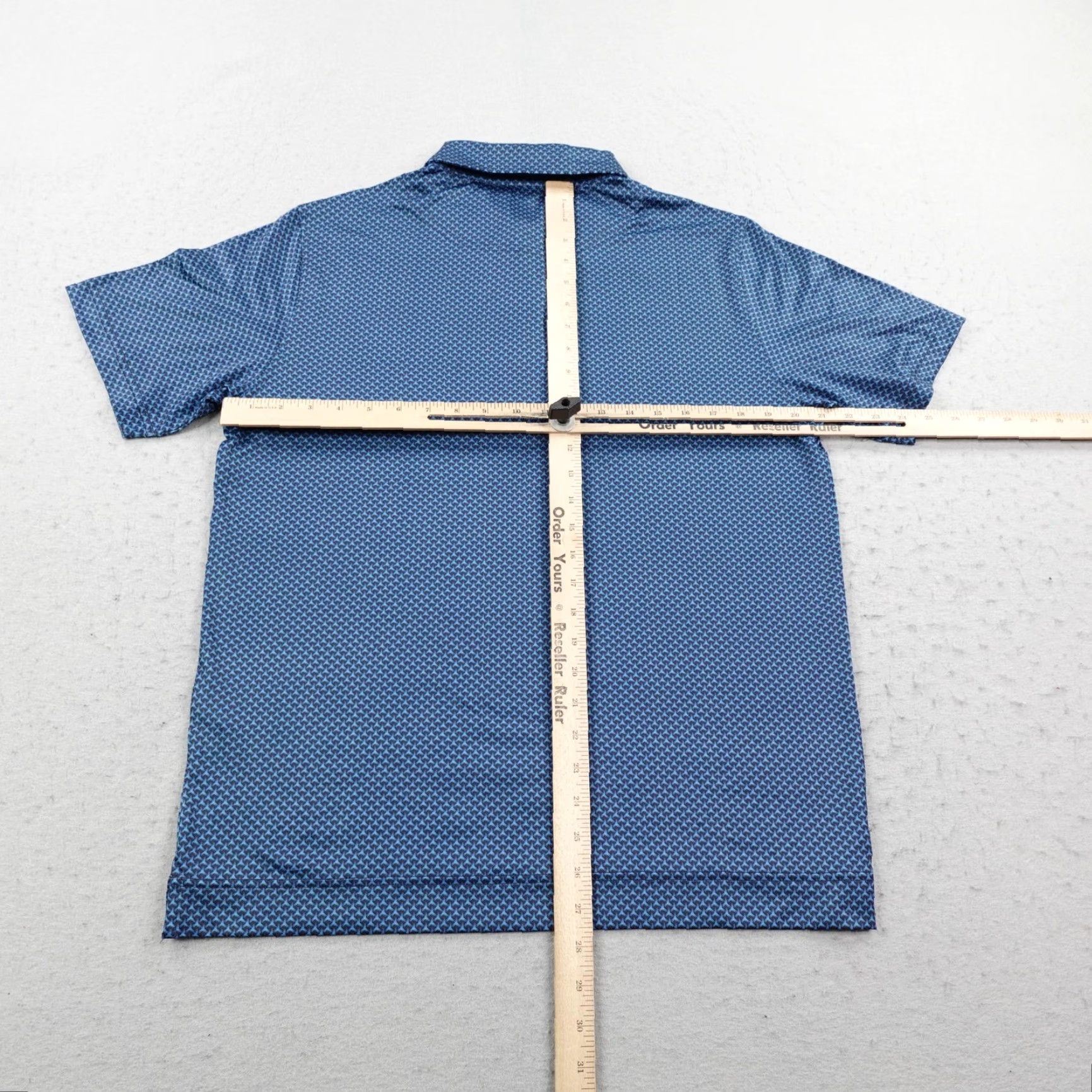 Vintage Deolax Polo Shirt Mens M Blue Geometric Print Performance Golf Stretch Flex Shirt Size US M / EU 48-50 / 2 - 5 Thumbnail