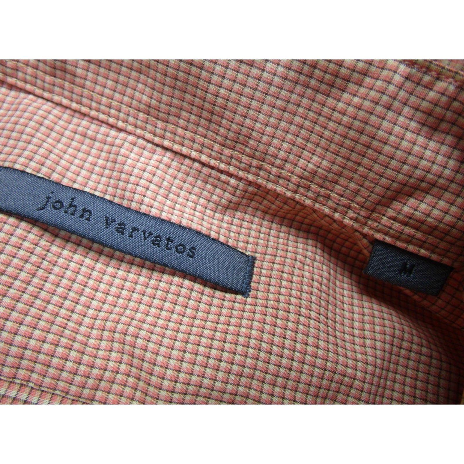 John Varvatos John Varvatos Shirt Mens M Orange Check Dress Button Long Sleeve Western Size 40R - 6 Thumbnail