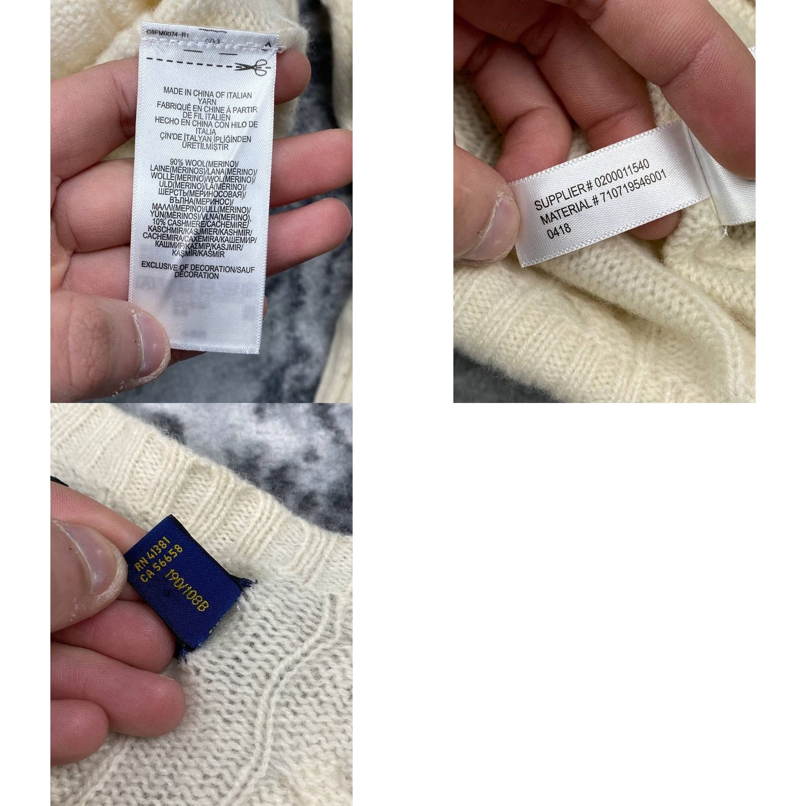 Polo Ralph Lauren Polo Ralph Lauren Sweater Men 2XL Beige Wool Cable-Knit Pullover Classic Logo Pullover Casual Long Sleeve Size US XXL / EU 58 / 5 - 8 Thumbnail
