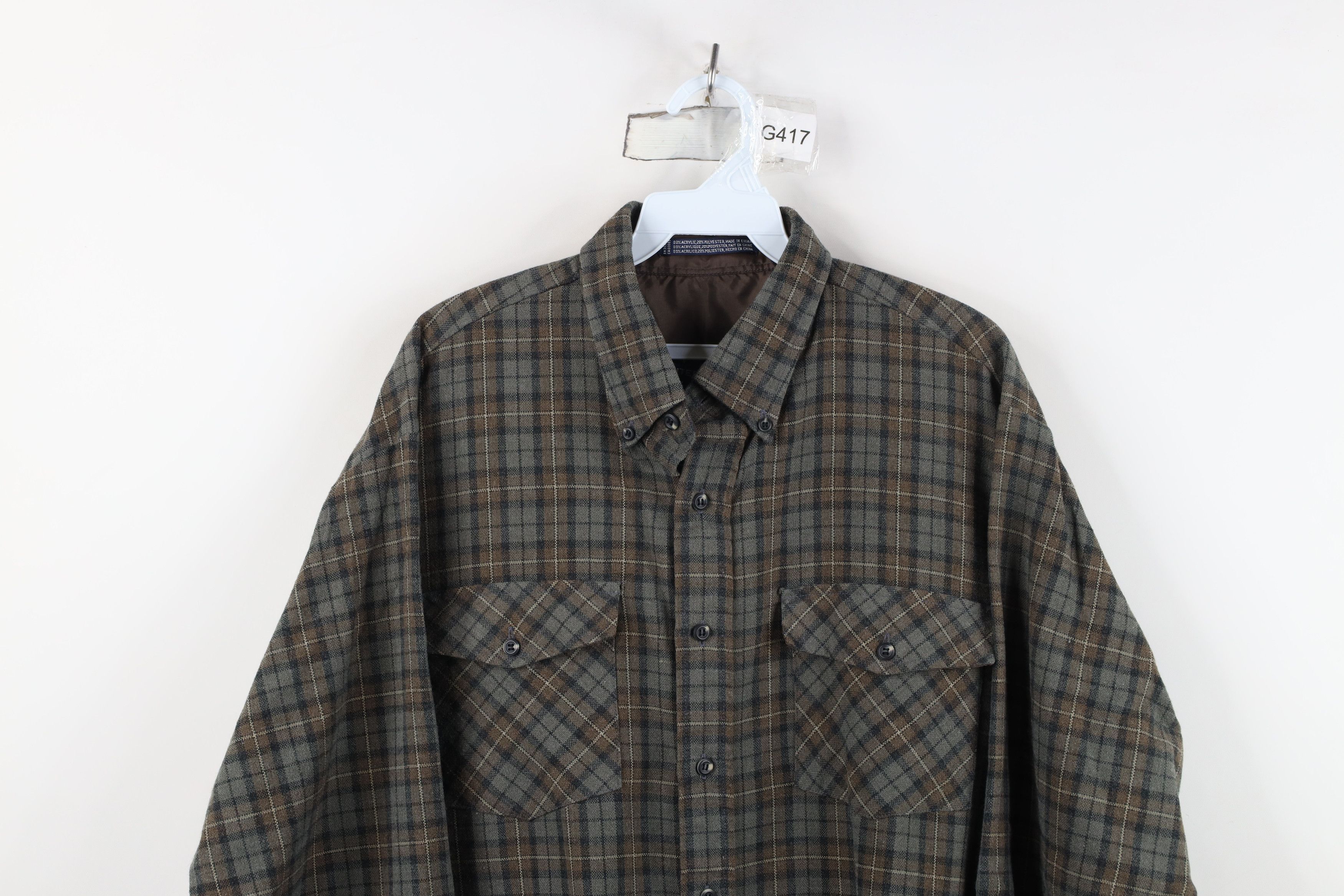 Vintage Vintage 90s Streetwear Knit Collared Button Down Shirt Plaid Size US XL / EU 56 / 4 - 2 Thumbnail