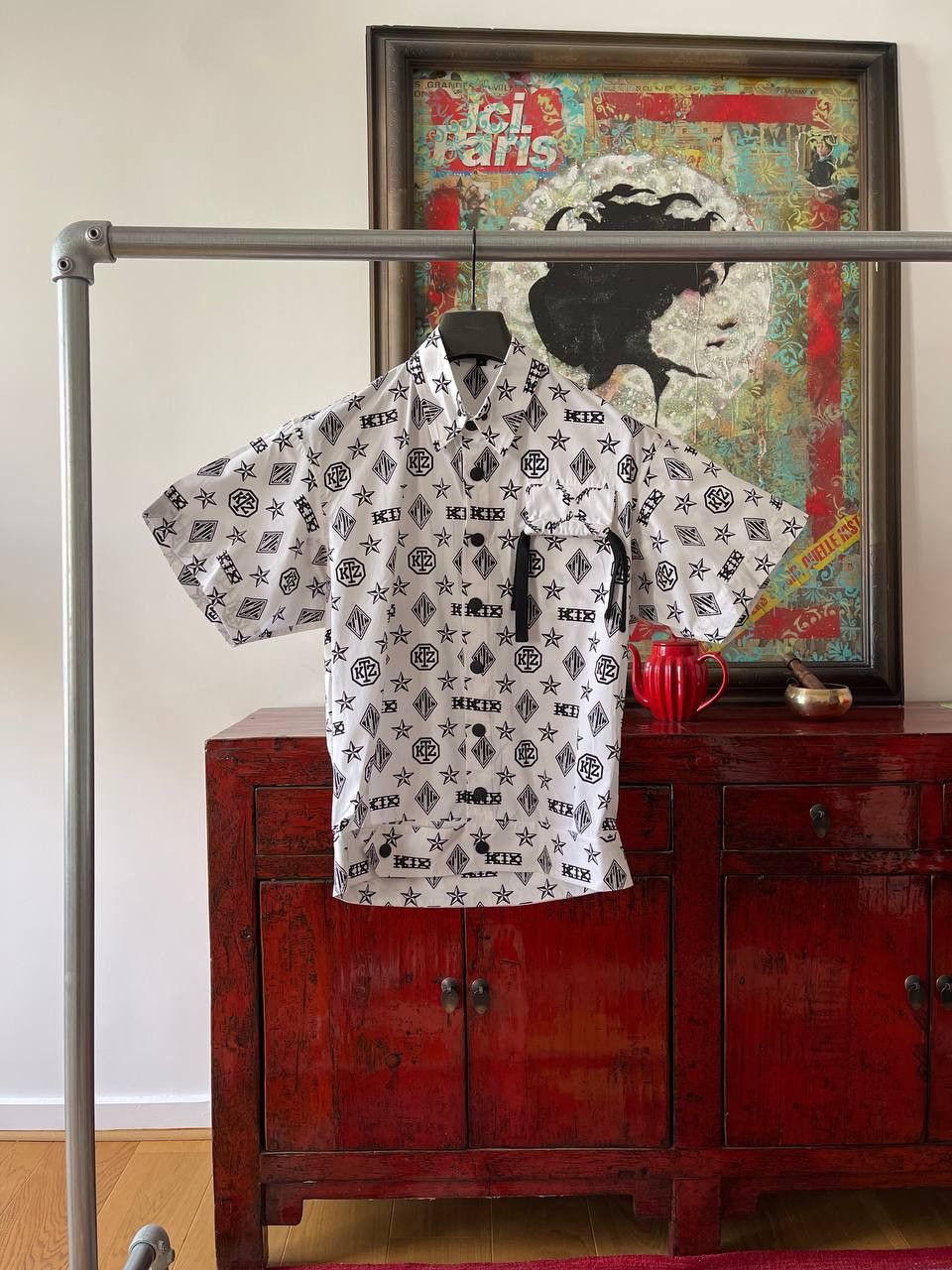 image of Ktz Kokon To Zai Monogram Shirt in White Black, Women's (Size Medium)