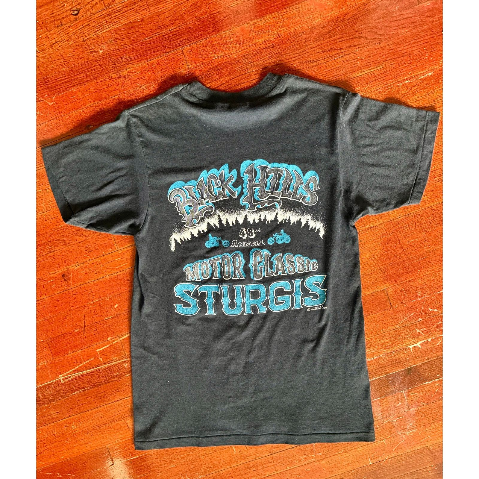 Hanes Vtg Sturgis Black Hills Motorcycle 1988 Black TShirt Medium Size US M / EU 48-50 / 2 - 3 Thumbnail